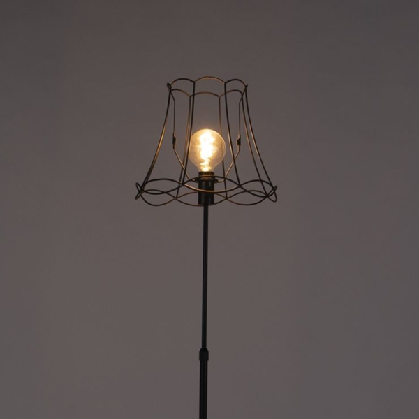 Vloerlamp zwart met granny frame 35 cm verstelbaar - parte