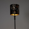 Vloerlamp zwart met kap bloemen 40 cm - classico