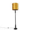 Vloerlamp zwart met stoffen kap goud 40 cm - classico