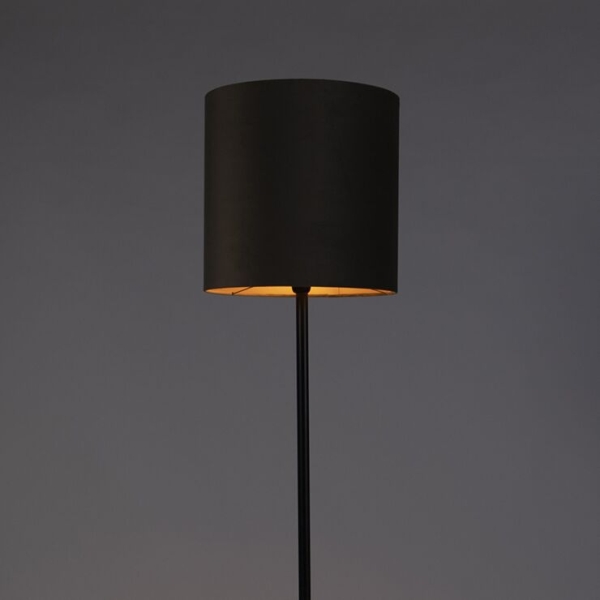 Vloerlamp zwart met velours kap taupe en goud 40 cm - simplo