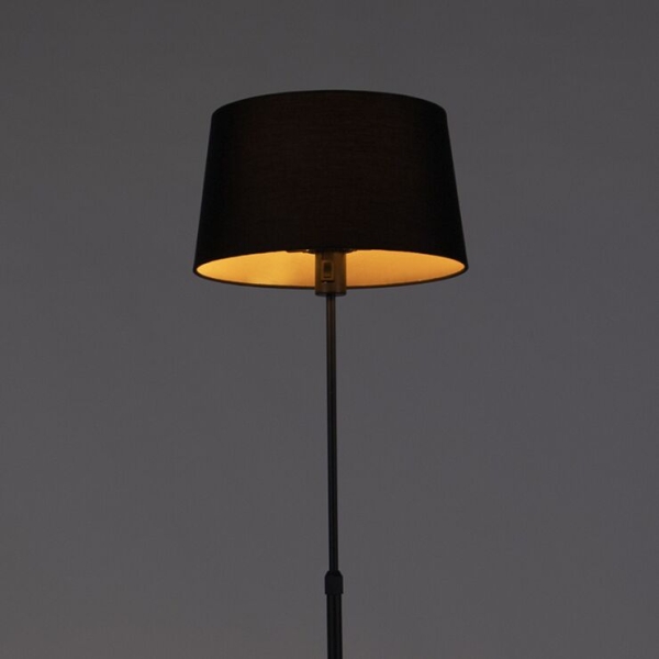 Vloerlamp zwart met zwarte kap 35 cm verstelbaar - parte