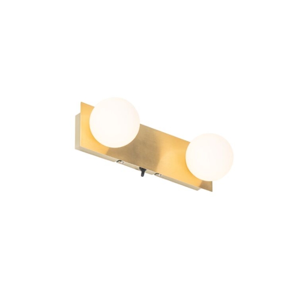 Wandlamp goud 28 cm ip44 2-lichts met schakelaar - cederic