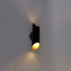 Wandlamp zwart met gouden binnenkant 2-lichts - whistle