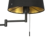 Wandlamp zwart met zwarte kap en verstelbare arm - ladas deluxe