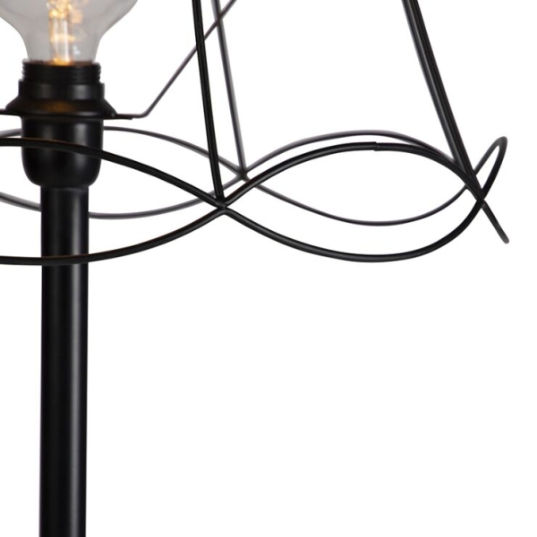 Zwarte vloerlamp met granny frame kap zwart 45 cm - simplo