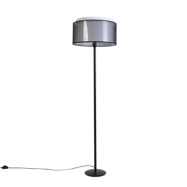 Zwarte vloerlamp met duo kap zwart/wit 47 cm - simplo