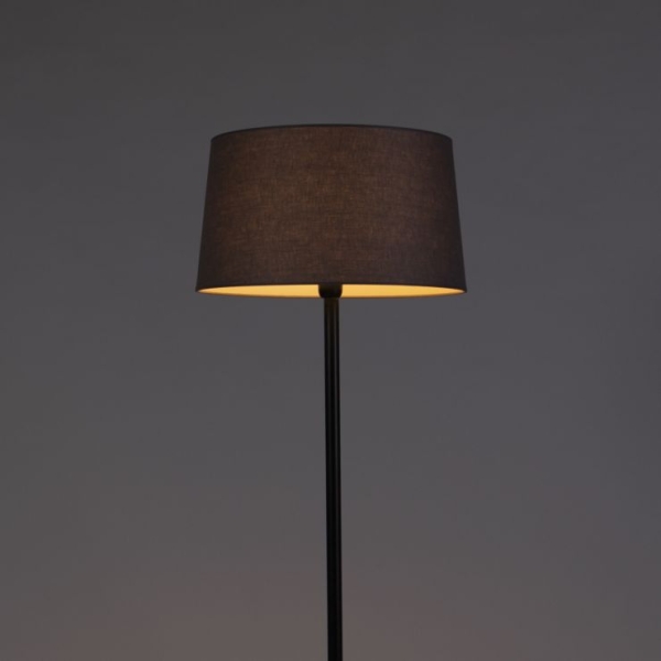 Zwarte vloerlamp met linnen kap donkergrijs 45 cm - simplo