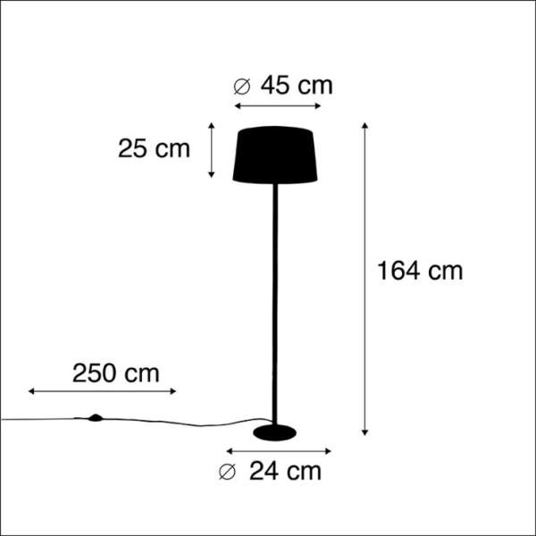 Zwarte vloerlamp met linnen kap taupe 45 cm - simplo