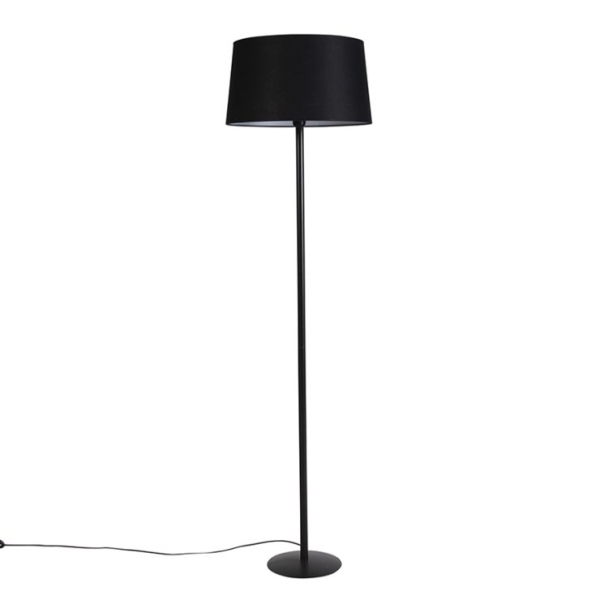 Zwarte vloerlamp met linnen kap zwart 45 cm - simplo