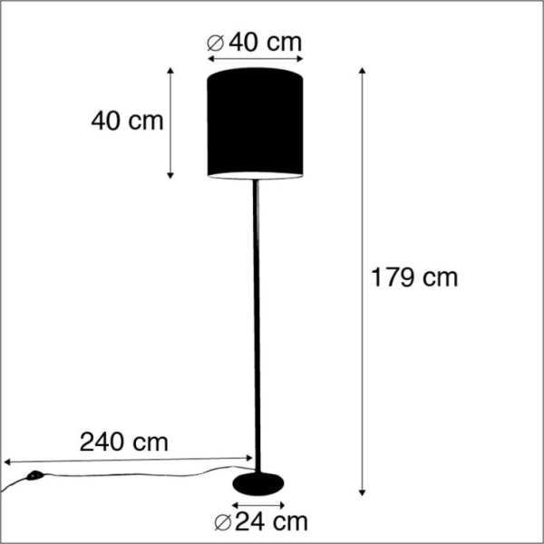 Zwarte vloerlamp met oud-taupe kap 40 cm - simplo