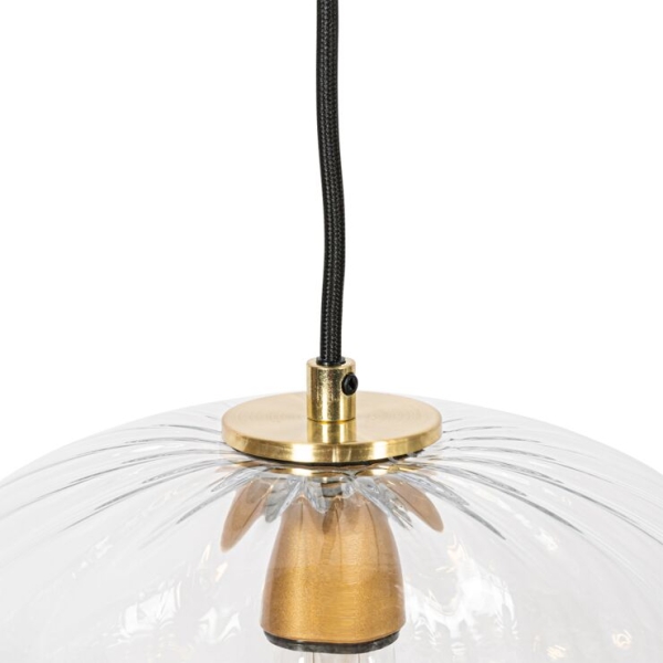 Art deco hanglamp goud met glas rond 3-lichts - ayesha