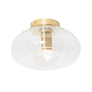 Art Deco plafondlamp goud met glas - Ayesha