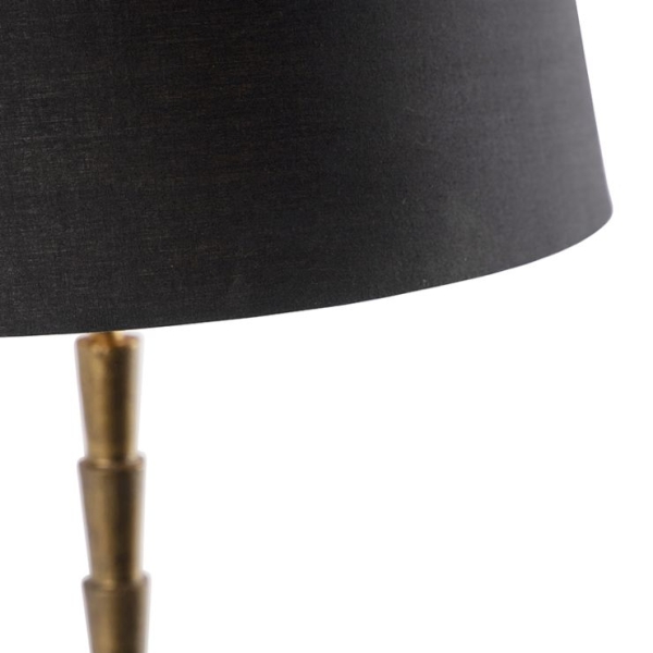 Art deco tafellamp brons met katoenen kap zwart 35 cm - pisos
