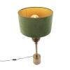 Art deco tafellamp met velours kap groen 35 cm - diverso