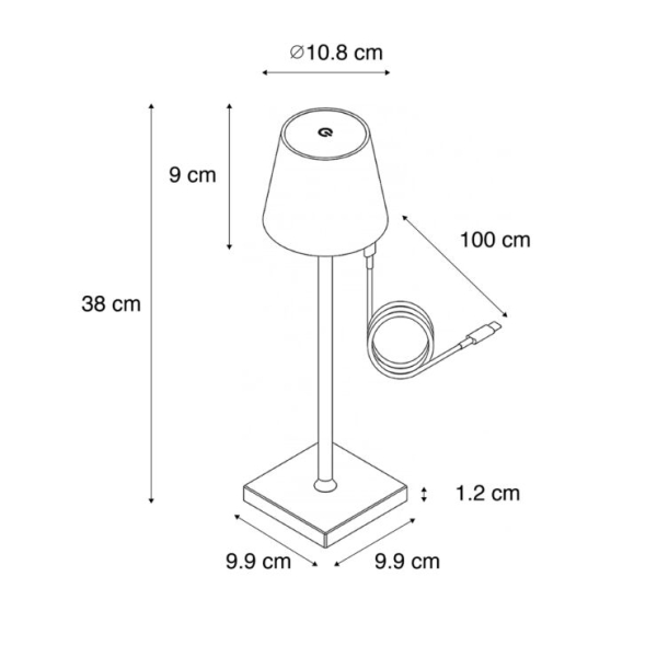 Buiten tafellamp zwart incl. LED met touch dimmer oplaadbaar - Jackson