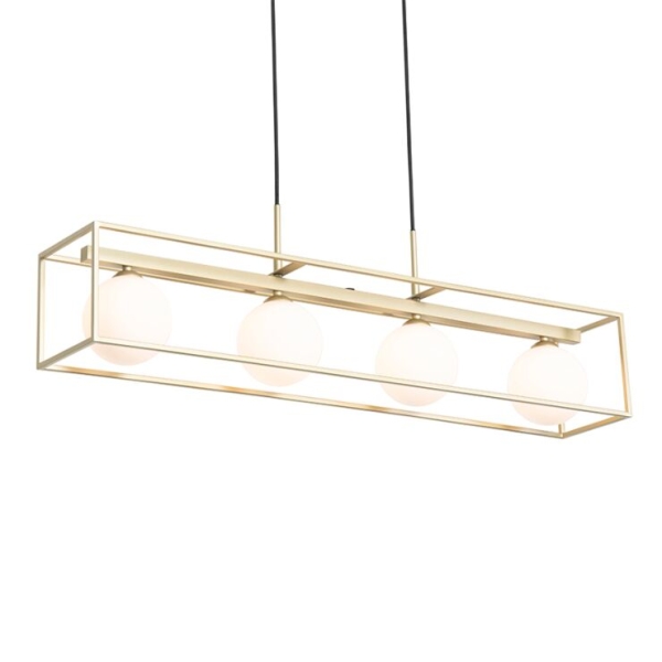 Design hanglamp goud met wit glas 4-lichts - aniek