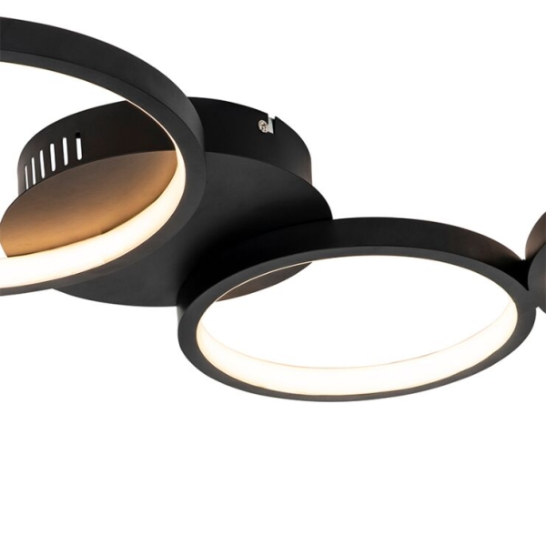 Design plafondlamp zwart incl. Led 3-staps dimbaar 3-lichts - pande