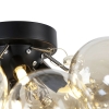 Design plafondlamp zwart met amber glas 4-lichts - uvas
