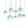 Hanglamp messing met blauw en groen glas 8-lichts - sandra