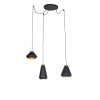 Moderne hanglamp 3-lichts zwart met goud - Mia