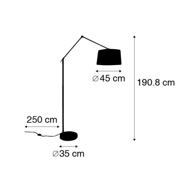 Moderne vloerlamp staal met kap zwart linnen 45 cm - editor