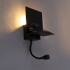 Moderne wandlamp zwart met usb en flexarm flero 14