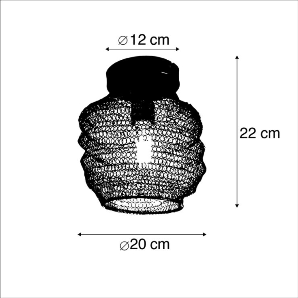 Oosterse plafondlamp zwart - nidum bene