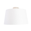 Plafondlamp met linnen kap wit 35 cm - Combi wit