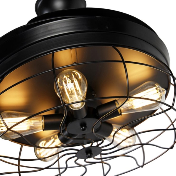 Plafondventilator zwart met afstandsbediening 5-lichts - gaiola