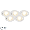 Set van 5 inbouwspots wit incl. LED 3-staps dimbaar - Mio