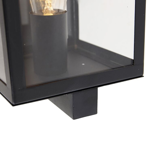 Smart buiten wandlamp zwart met glas 30 cm incl. Wifi st64 - rotterdam