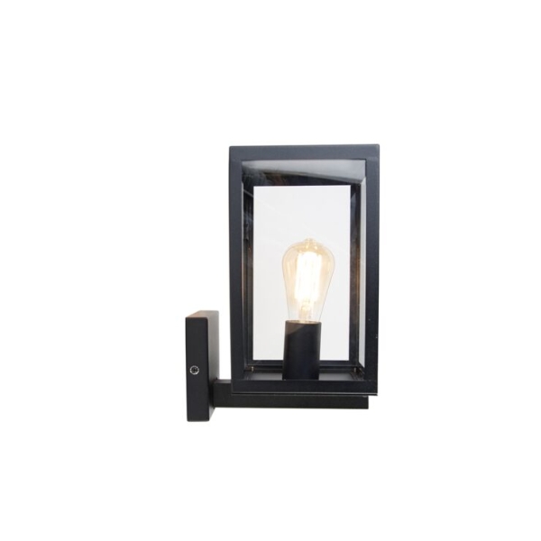 Smart buiten wandlamp zwart met glas 30 cm incl. Wifi st64 - rotterdam