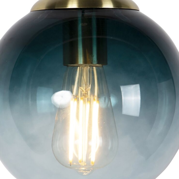Smart hanglamp messing met oceaanblauw glas 20 cm incl. Wifi st64 - pallon