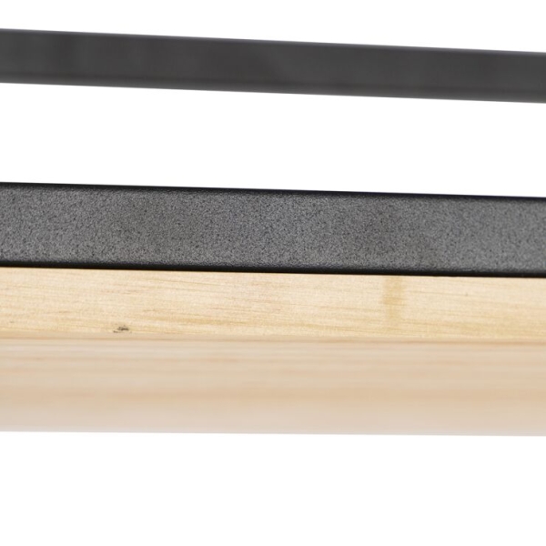 Smart hanglamp zwart met houten incl. 5 wifi g95 - shelf