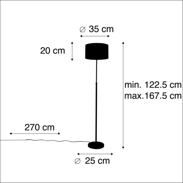 Smart vloerlamp zwart met velours kap zwart 35 cm incl. Wifi a60 - parte