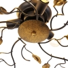 Vintage plafondlamp zwart met goud 50 cm 3-lichts - foglie