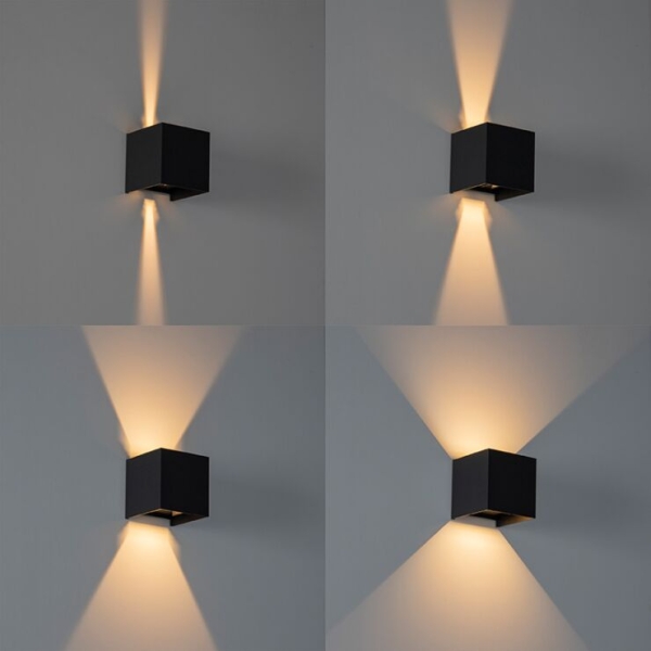 Buiten wandlamp zwart incl. Led 2-lichts ip54 - edwin