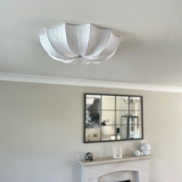 Design plafondlamp wit zijden 52 cm 3-lichts - plu