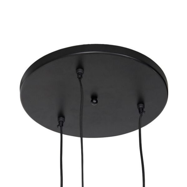 Industriële hanglamp brons met zwart rond 3-lichts - dong