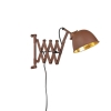 Industriële wandlamp bruin met goud verstelbaar - scissors