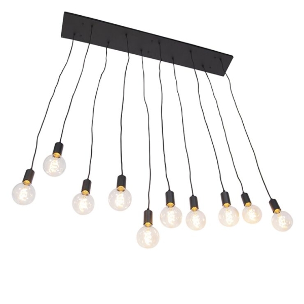 Moderne hanglamp zwart 140 cm 10-lichts - facil