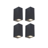 Set van 4 moderne wandlampen zwart 2-lichts IP44 - Baleno