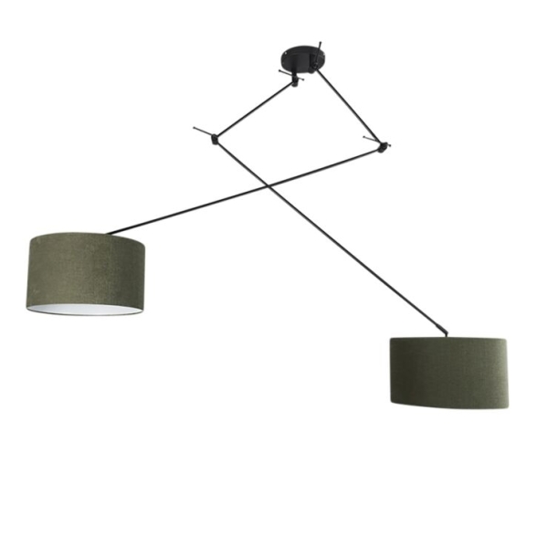 Smart hanglamp zwart met kap 35 cm groen incl. 2 wifi a60 blitz 14