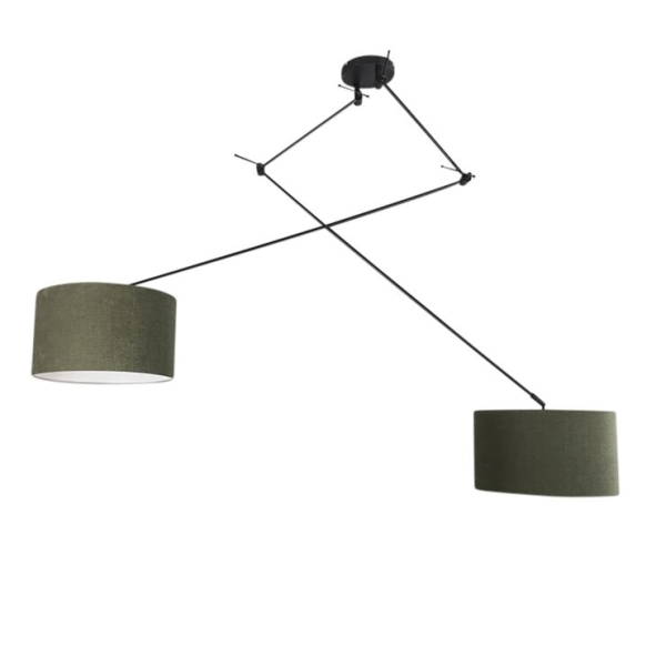 Smart hanglamp zwart met kap 35 cm groen incl. 2 wifi a60 - blitz