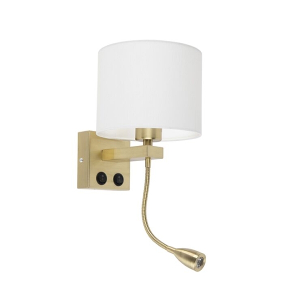 Smart wandlamp goud met witte kap incl. Wifi a60 brescia 14