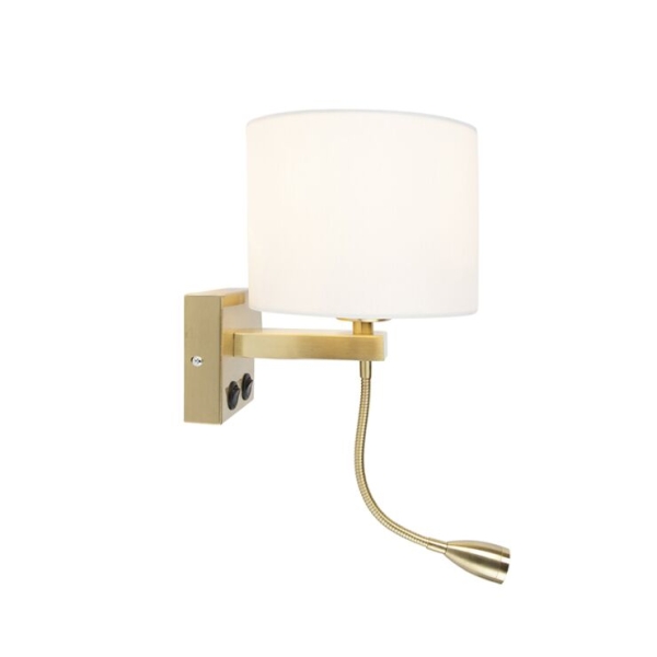 Smart wandlamp goud met witte kap incl. Wifi a60 - brescia