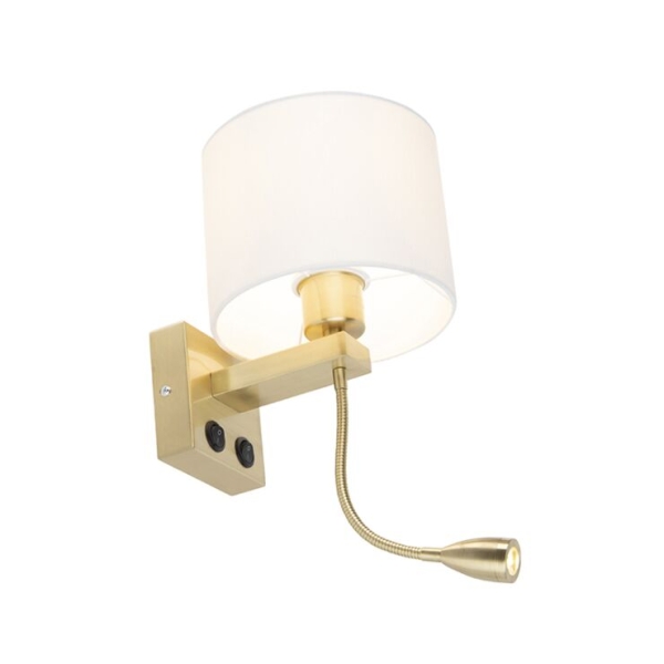 Smart wandlamp goud met witte kap incl. Wifi a60 - brescia