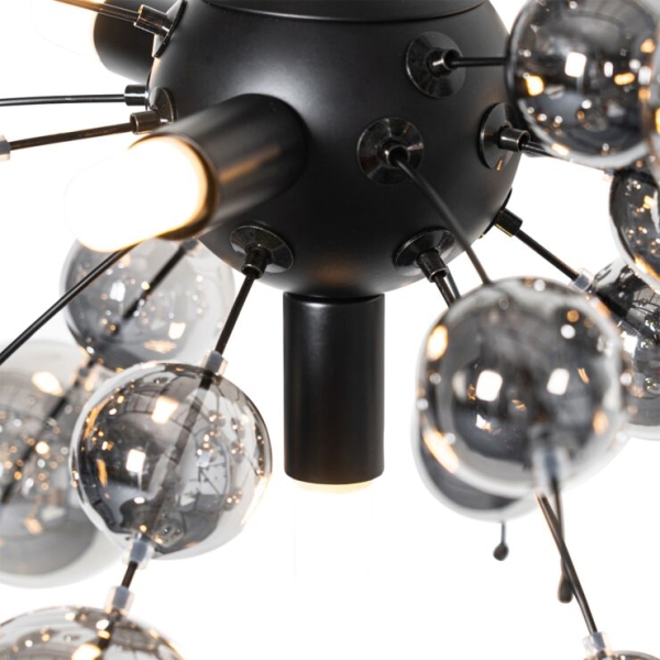Design hanglamp zwart en smoke glas 4-lichts - explode
