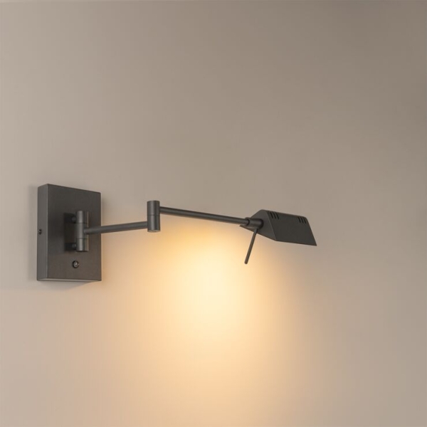 Design wandlamp zwart incl. Led en touch dimmer - notia