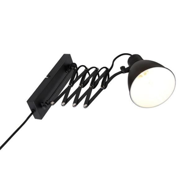 Industriële wandlamp zwart met verstelbare arm - merle